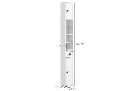 180cm Sleek White Storage Cabinet with Shelves