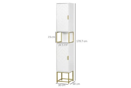 Elegant Tall Slim Corner Storage Cabinet - White