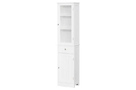 Elegant Tall Pantry Tower with Shelves - White