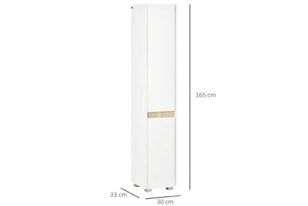 Sleek 5-Tier Tall Cabinet with Adjustable Shelves - White