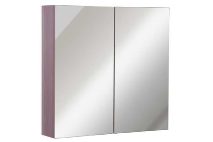 Elegant Wall-Mount Glass Mirror Cabinet in Walnut Finish