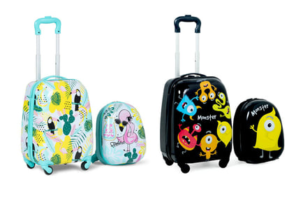 2 Piece Kids Luggage Set with 4 Casters - 2 Colours!