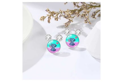 Stitch & Lilo Inspired Sparkling Faux Crystal Earrings