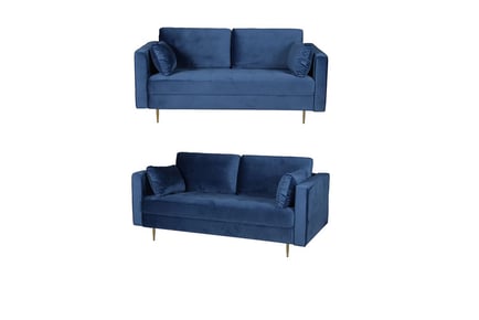 Avery Velvet Sofa Range - 2, 3 or 3+2 Seater, 3 Colours