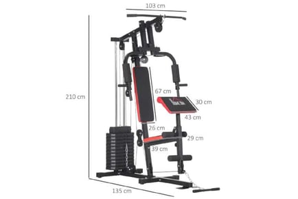 Ultimate Home Gym Power Station, 66KG Stack, Vibrant Red