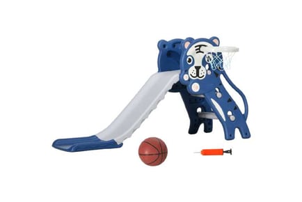 Blue Baby Slide with Basketball Hoop