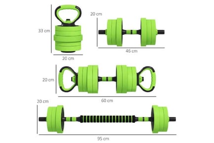 4-in-1 Dumbbells, 20KG, Home Gym