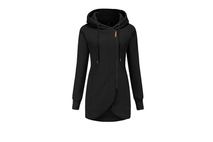 Women's Zip-Up Long Fleece Hoodie - 5 Sizes, 4 Colours