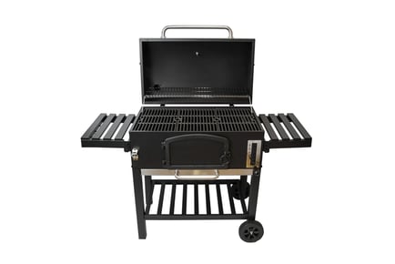 XXL BBQ Smoker with Foldable Shelves & Rain Cover - Black