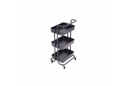 3 Tier Black Household Kitchen Bathroom Storage Trolley