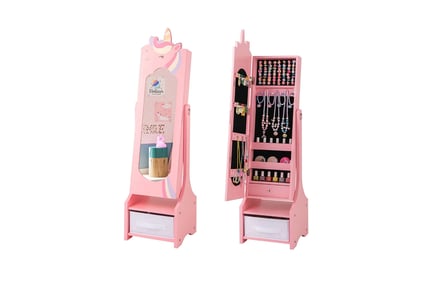 Kids' Jewellery Cabinet with Tilted Full-Length Mirror - Pink or White