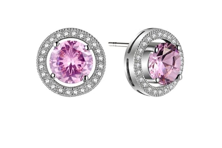 2.5Ct Pink Lab-Created Sapphire Rhodium-Plated Earrings