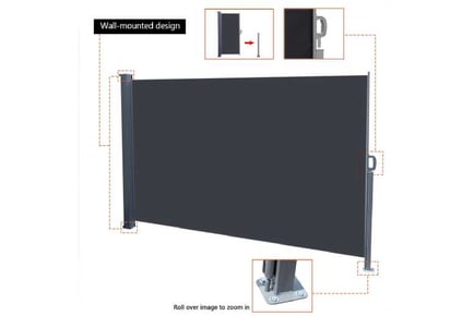 300cm l outdoor retractable privacy side awning grey brown