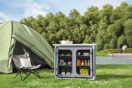 camping outdoor kitchen with 4 adjustable feet and 6 layers