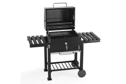 charcoal grill garden barrel wide 138cm w side shelves