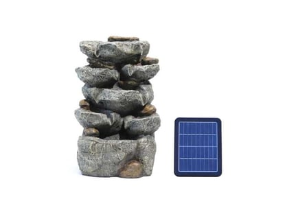 garden solar powered cascading waterfall fountain with led lights