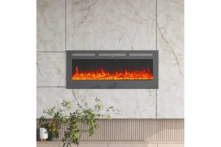 50 inch recessed wall mounted electric fireplace with remote