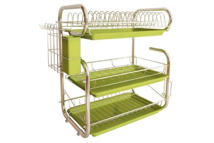 3 tier dish drainer storage stand bowl plate dryer tray