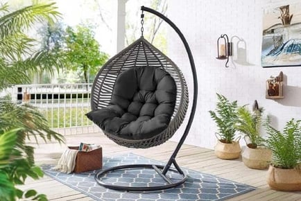 thick hanging egg swing chair cushion black dark grey light grey