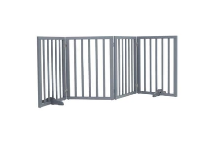 Folding 4-panel wooden pet gate with swivel hinges