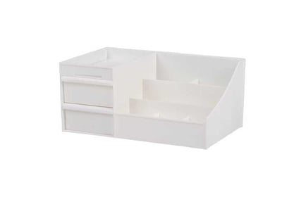 32 3cm w white plastic storage box with drawers for makeup