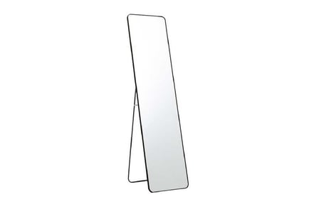 modern rectangular metal floor mirror black