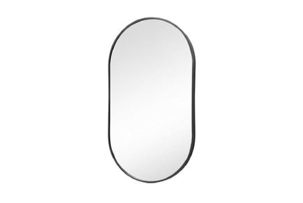 70cm height modern oval metal bathroom wall mirror black