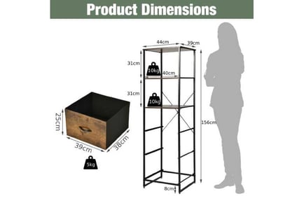 Storage Cabinet with 3 Drawers and 3-Tier Tall Shelf