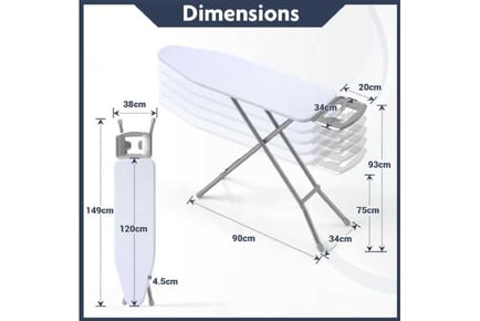 Full Size Ironing Board with Iron Rest and 7-Level Height