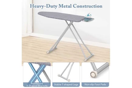 Ironing Board with Iron Rest and Removable Silver-coated Cover