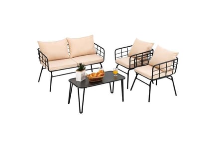 4 Piece Patio Conversation Set with Seat Back Cushions