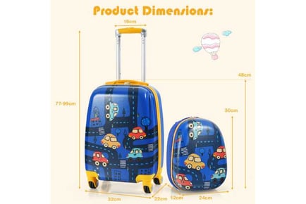 2 Pieces Kids Luggage Set with Backpack and Suitcase