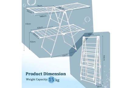 Foldable Clothes Drying Rack with 28 Hanging Rails