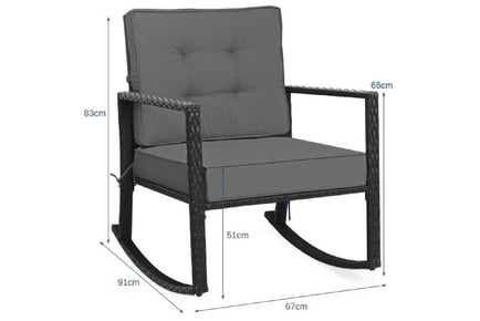 Outdoor Wicker Rocking Chair with Heavy-Duty Steel Frame