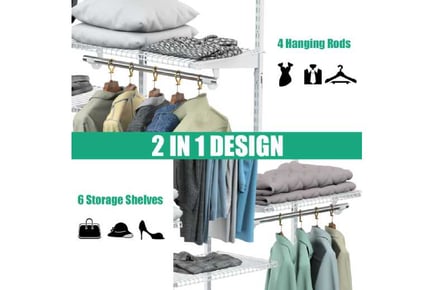 Closet Organiser System w/ Hanging Rod