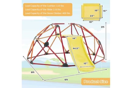 Geometric Dome Climber with Slide and Fabric Cushion