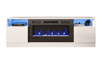 Electric Fireplace TV Stand with Closed Storage - Black or White!