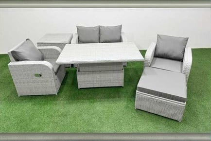 5 Seat Slope Back Garden Sofa Set Rising Dining Table Recliner