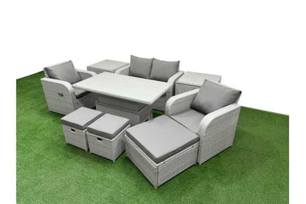 Highback 7-Seater Garden Rising Table Set with Reclining Chair