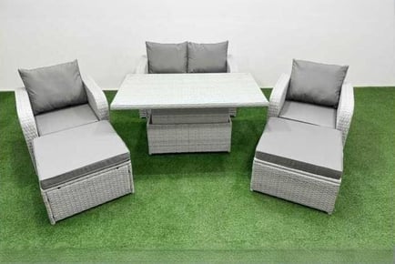 Highback 6-Seater Garden Rising Table Set with Reclining Chair