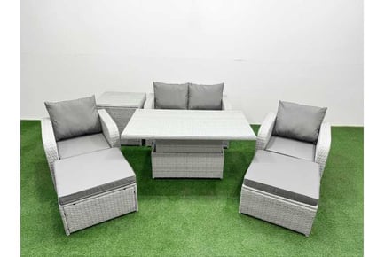 Highback 6-Seater Garden Rising Table Set with Reclining Chair