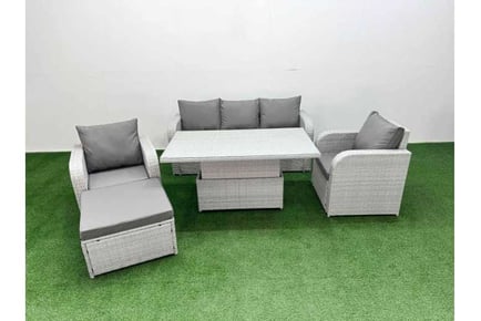 5 Pieces Slope Back Garden Lounge Sofa Set with Lifting Table