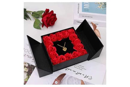 I Love You Necklace with Rose Gift Box