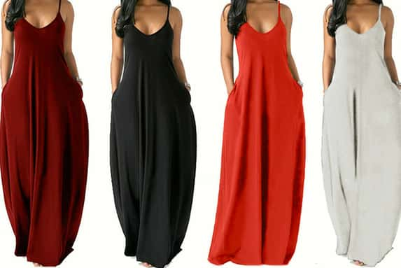 JOAYEH-TRADING-Ltd.---Plus-Size-Women's-Solid-Color-Sexy-Sling-Dress