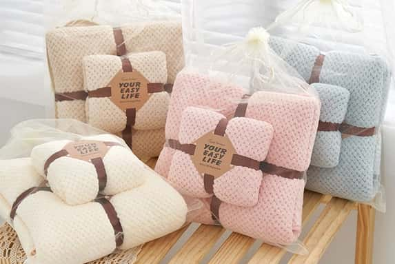 35-75cm-70-140cm-Pineapple-Grid-Coral-Fleece-Hand-Towel-Bath-Towel-1