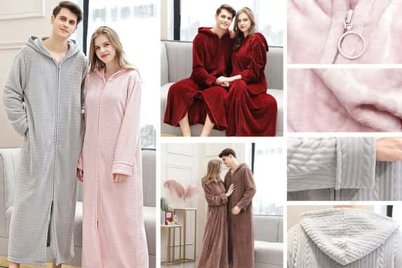 Long-Bathrobe-with-Front-Zipper-Hooded-Full-Length-Housecoat-Sleepwear-1