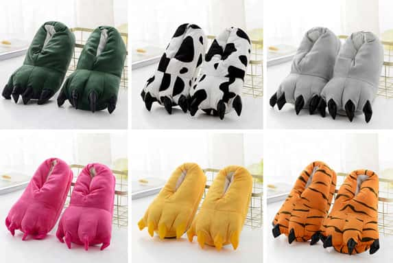 Cartoon-Animal-Paw-Home-Plush-Slippers-1