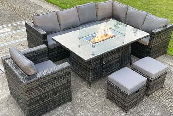 9-Seater-Outdoor-Rattan-Garden-Furniture-Gas-Fire-Pit-Table-FLAME