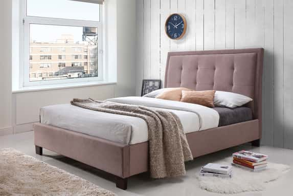 Designer-Brown-Fabric-Bed-–-Buttoned-headboard-1