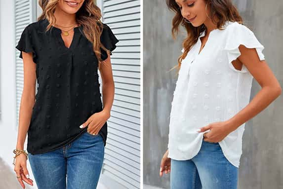 Women-Loose-Fit-Ruffle-Sleeve-Short-Sleeve-V-Neck-T-Shirt-1